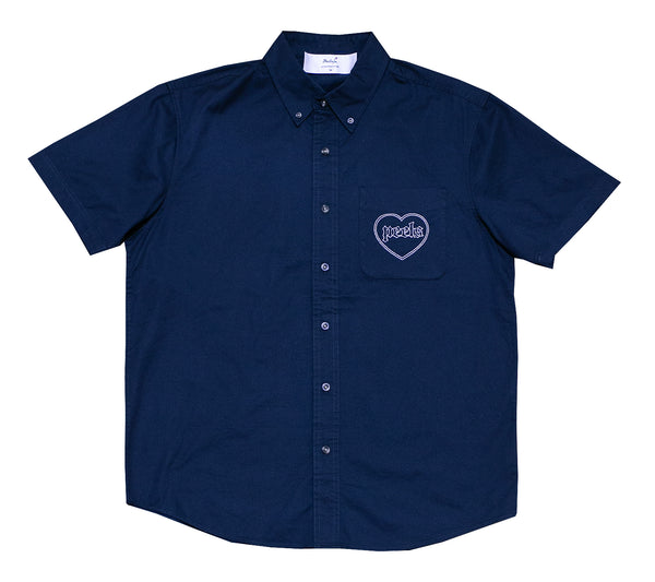 Navy Oxford Style Shirt with Heart Logo
