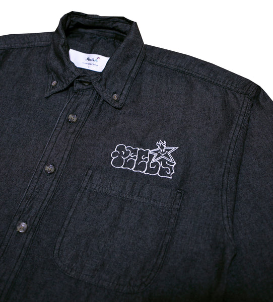 Black Denim Shirt with Star Logo