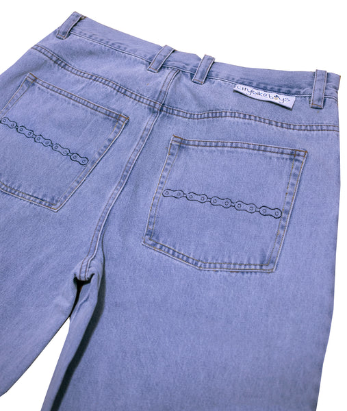 Embroidered Chain Jeans Light Wash