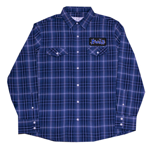 Blue Flannel With Barb Patch