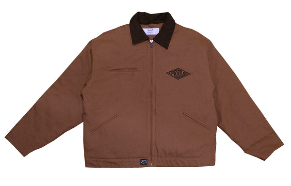 Tan Work Jacket With Diamond Quilted Inner