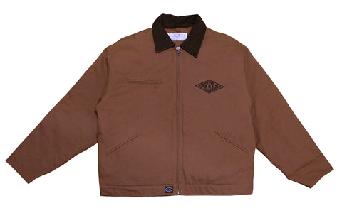 Tan Work Jacket With Diamond Quilted Inner