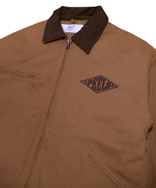 Tan Work Jacket With Diamond Quilted Inner