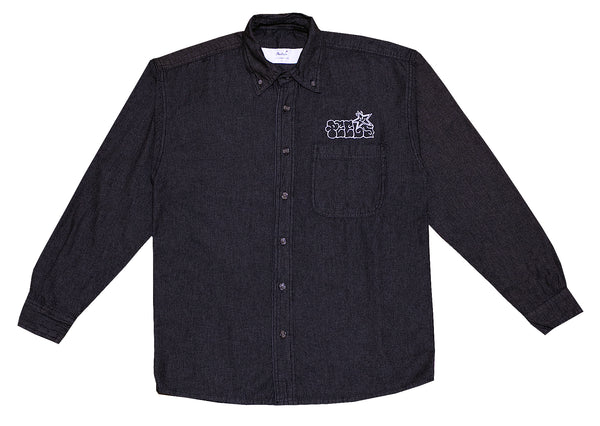 Black Denim Shirt with Star Logo