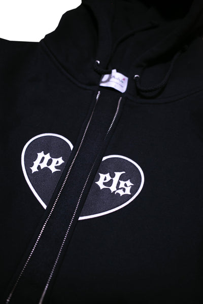 Split Heart Embroidered Hood-zip