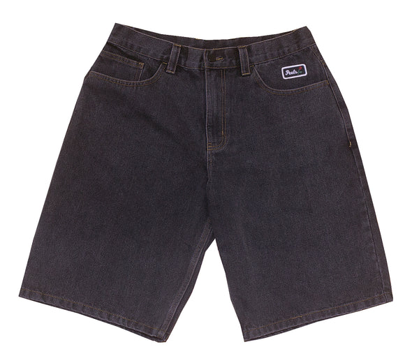Chain Embroidered Denim Shorts Black